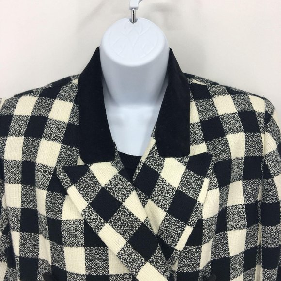 VTG Black and Cream Buffalo Check Crop Jacket - Picture 3 of 8